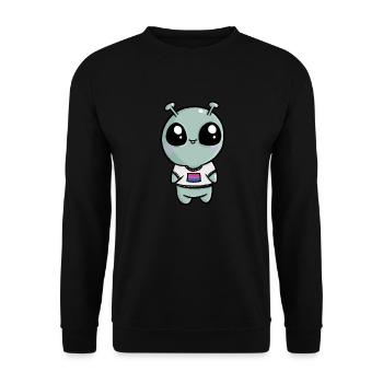 Cute Alien UFO Bisexual Bi Flag Flag LGBTQ - Unisex Sweatshirt - black - Front - Alina (178cm) & Michal (187cm)