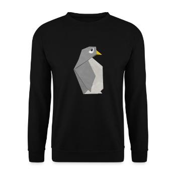 Origami I Pingouin I Animal I joli je doux Je triste - Sweat-shirt Unisexe - noir - Devant - Alina (178cm) & Michal (187cm)