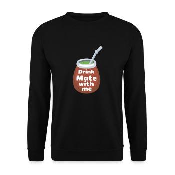 DRINK MATE MIT MIR - Unisex Pullover - Schwarz - Vorne - Alina (178cm) & Michal (187cm)