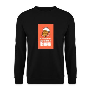 Ich wünschte du wärst Bier - Unisex Pullover - Schwarz - Vorne - Alina (178cm) & Michal (187cm)