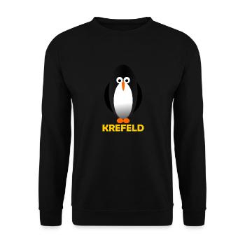 Pinguin in Krefeld - Unisex Pullover - Schwarz - Vorne - Alina (178cm) & Michal (187cm)
