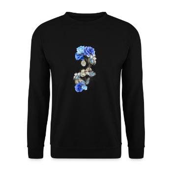 Steampunk design with blue butterflies and roses - Unisex Sweatshirt - black - Front - Alina (178cm) & Michal (187cm)
