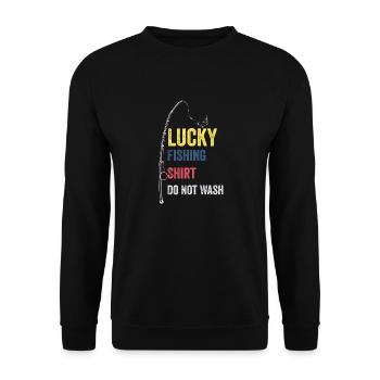 Lucky Fishing Shirt Do Not Wash - Unisex Sweatshirt - black - Front - Alina (178cm) & Michal (187cm)