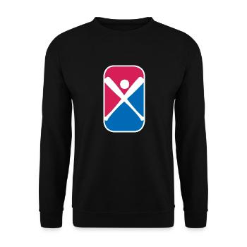 Baseball Schläger Sport Logo lustiges Geschenk - Unisex Pullover - Schwarz - Vorne - Alina (178cm) & Michal (187cm)