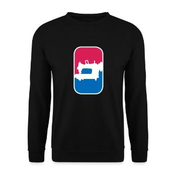 Nähmaschine Schneiderei Jeans lustige Geschenk - Unisex Pullover - Schwarz - Vorne - Alina (178cm) & Michal (187cm)