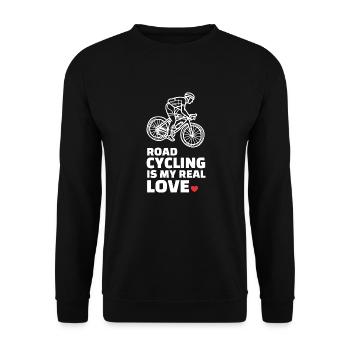 I love road cycling - Unisex Sweatshirt - black - Front - Alina (178cm) & Michal (187cm)