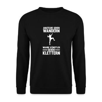 Bergsteigen Bouldern Klettern Kletterer - Unisex Pullover - Schwarz - Vorne - Alina (178cm) & Michal (187cm)