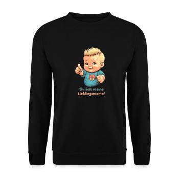 Du bist meine Lieblingsmama! - Unisex Pullover - Schwarz - Vorne - Alina (178cm) & Michal (187cm)