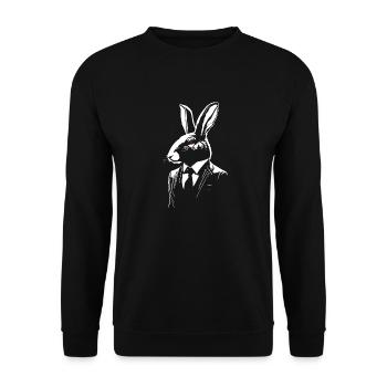 Rabbit in Suit - Unisex Sweatshirt - black - Front - Alina (178cm) & Michal (187cm)