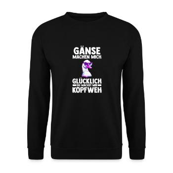 Gans Gänse - Unisex Pullover - Schwarz - Vorne - Alina (178cm) & Michal (187cm)