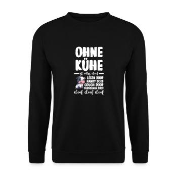 Kuh Landwirt Bauernhof Kühe - Unisex Pullover - Schwarz - Vorne - Alina (178cm) & Michal (187cm)