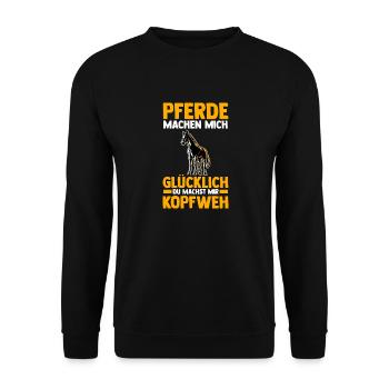 Pferd Reiten Reiter Reiterin Reitsport Pferde - Unisex Pullover - Schwarz - Vorne - Alina (178cm) & Michal (187cm)