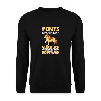 Pferd Reiten Reiter Reiterin Reitsport Pferde Pony - Unisex Pullover - Schwarz - Vorne - Alina (178cm) & Michal (187cm)