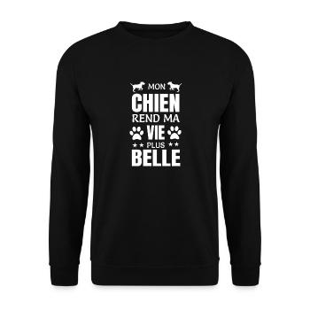 Mon chien rend ma vie plus belle - Sweat-shirt Unisexe - noir - Devant - Alina (178cm) & Michal (187cm)