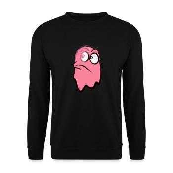 Funny fierce-looking ghost in pink - Unisex Sweatshirt - black - Front - Alina (178cm) & Michal (187cm)