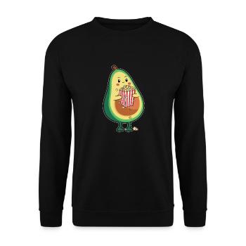 Movie Night Cute Funny Kids Avocado Popcorn - Unisex Pullover - Schwarz - Vorne - Alina (178cm) & Michal (187cm)