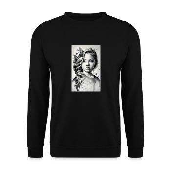 Fille en noir et blanc - Sweat-shirt Unisexe - noir - Devant - Alina (178cm) & Michal (187cm)