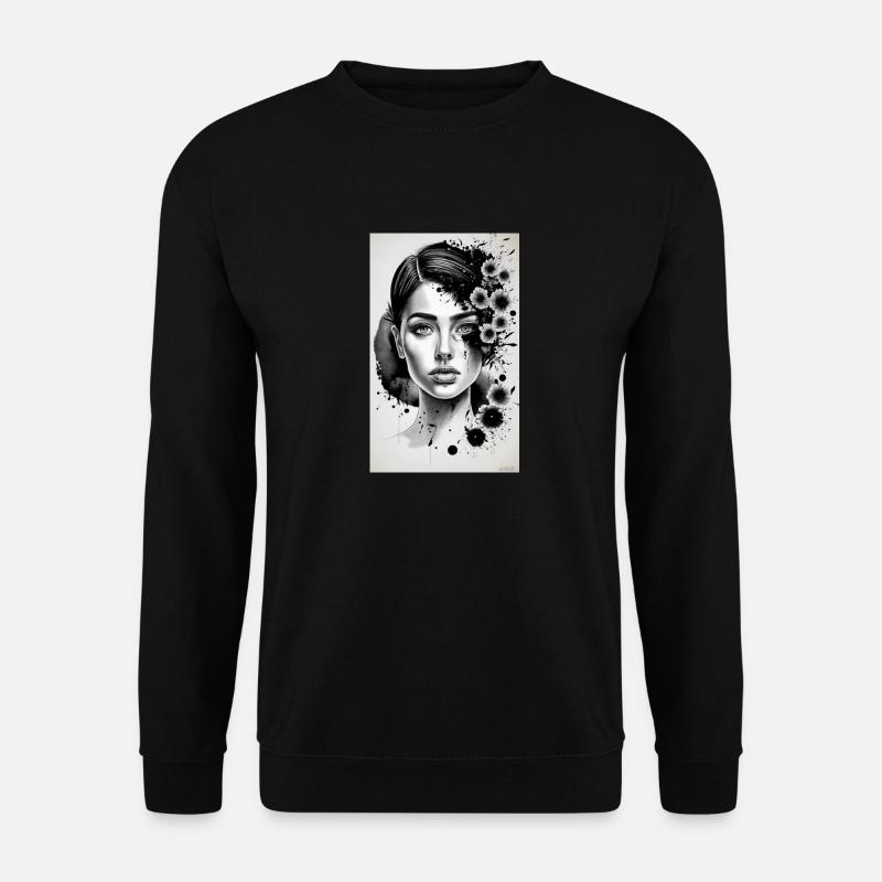 schwarz-weiße Frau - Unisex Pullover - Schwarz
