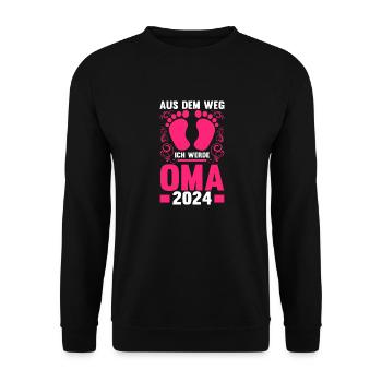 Werdende Oma 2024 - Unisex Pullover - Schwarz - Vorne - Alina (178cm) & Michal (187cm)