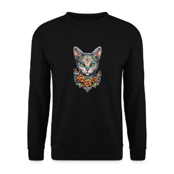 Cat Mexico - Dia de los Muertos - Unisex Sweatshirt - black - Front - Alina (178cm) & Michal (187cm)