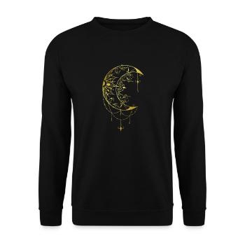 Floraler Halbmond - Unisex Pullover - Schwarz - Vorne - Alina (178cm) & Michal (187cm)