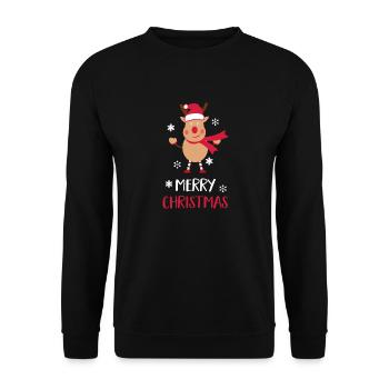 Frohe Weihnachten Elch - Unisex Pullover - Schwarz - Vorne - Alina (178cm) & Michal (187cm)