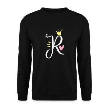 Letter R Initial Letter Crown - Unisex Sweatshirt - black - Front - Alina (178cm) & Michal (187cm)