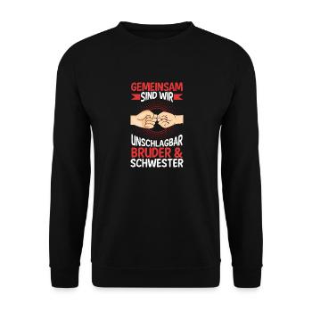 Geschwister Bruder und Schwester - Unisex Pullover - Schwarz - Vorne - Alina (178cm) & Michal (187cm)