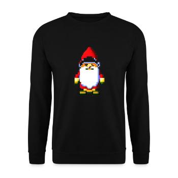 Pixelart Weihnachtsmann - Unisex Pullover - Schwarz - Vorne - Alina (178cm) & Michal (187cm)
