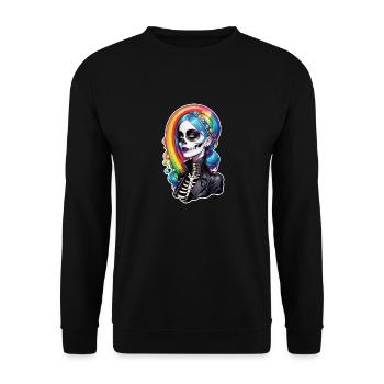 Halloween - Rock & Regenbogen - Unisex Pullover - Schwarz - Vorne - Alina (178cm) & Michal (187cm)