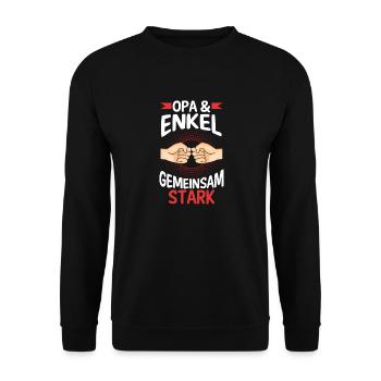 Großvater Opa und Enkel - Unisex Pullover - Schwarz - Vorne - Alina (178cm) & Michal (187cm)