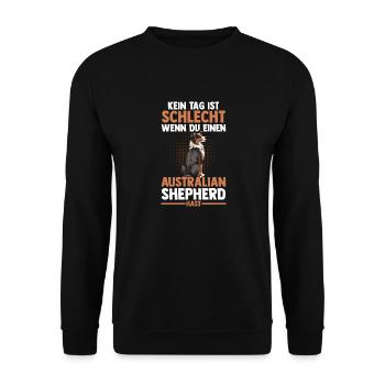 Australian Shepherd Hund Aussie - Unisex Pullover - Schwarz - Vorne - Alina (178cm) & Michal (187cm)