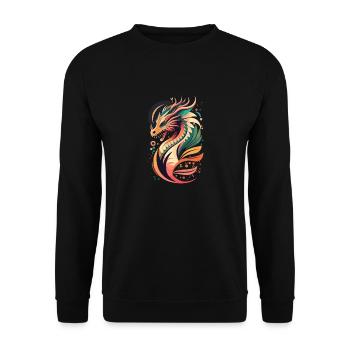 Colorful Dragon Head – Mystical Fantasy Desi - Unisex Sweatshirt - black - Front - Alina (178cm) & Michal (187cm)