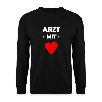 Arzt mit Herz - Doktor - Mediziner - Krankenhaus - Unisex Pullover - Schwarz - Vorne - Alina (178cm) & Michal (187cm)