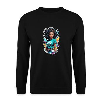 Afro Frau - Schönheit - Unisex Pullover - Schwarz - Vorne - Alina (178cm) & Michal (187cm)