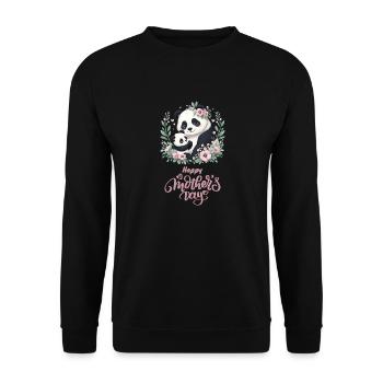 Happy Mother's Day Floral Wreath Mum Panda - Unisex Pullover - Schwarz - Vorne - Alina (178cm) & Michal (187cm)