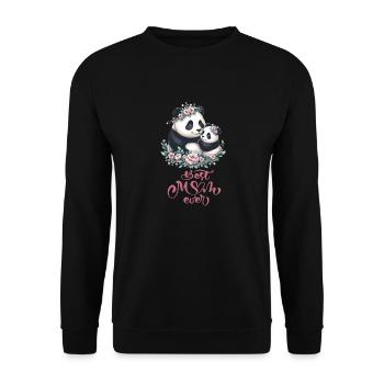 Best Mom Ever Panda Lover Floral Wreath I Mom - Unisex Pullover - Schwarz - Vorne - Alina (178cm) & Michal (187cm)