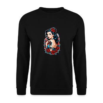 Rockabilly / Pin-up / 50s - Unisex Sweatshirt - black - Front - Alina (178cm) & Michal (187cm)