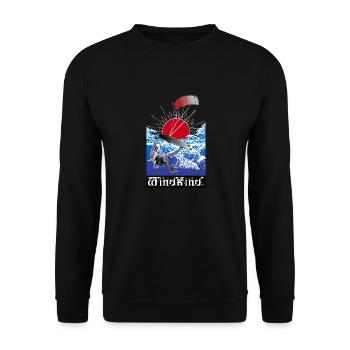 WINDKIND Große Welle - Unisex Pullover - Schwarz - Vorne - Alina (178cm) & Michal (187cm)