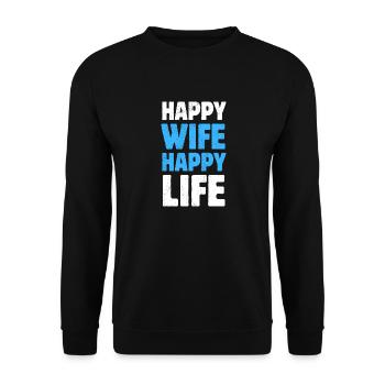 Femme Heureuse Vie Heureuse - Sweat-shirt Unisexe - noir - Devant - Alina (178cm) & Michal (187cm)
