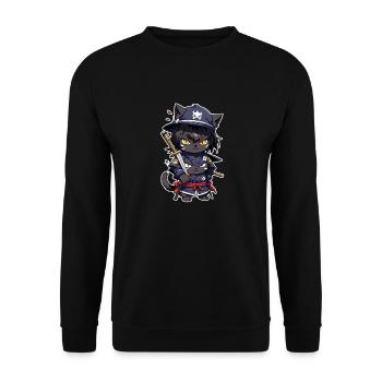Ninja Cat - Samurai Kitten - Unisex Sweatshirt - black - Front - Alina (178cm) & Michal (187cm)