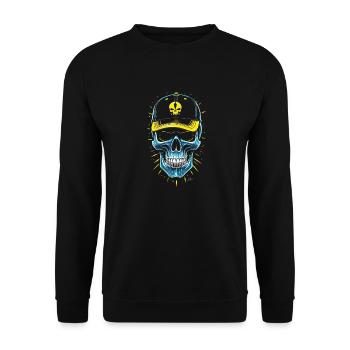 Crâne bleu hip hop casquette - Sweat-shirt Unisexe - noir - Devant - Alina (178cm) & Michal (187cm)