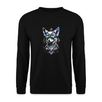 Blauer geometrischer Chihuahua Hund - Unisex Pullover - Schwarz - Vorne - Alina (178cm) & Michal (187cm)
