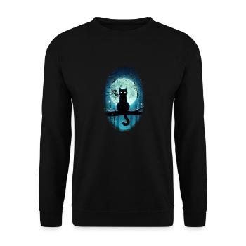 Chat noir devant la pleine lune - Sweat-shirt Unisexe - noir - Devant - Alina (178cm) & Michal (187cm)