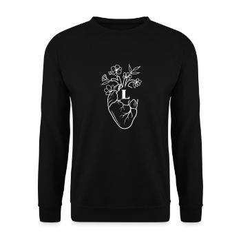 Letter l heart white floral anatomy - Unisex Sweatshirt - black - Front - Alina (178cm) & Michal (187cm)