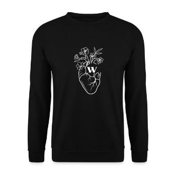 Letter w White Floral Anatomy Heart - Unisex Sweatshirt - black - Front - Alina (178cm) & Michal (187cm)