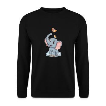 Niedlicher Elefant für Kinder für Kinder - Unisex Pullover - Schwarz - Vorne - Alina (178cm) & Michal (187cm)