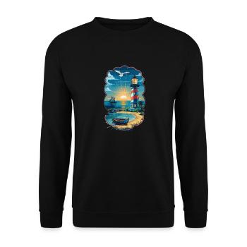 Leuchtturm Ostsee Nordsee - Unisex Pullover - Schwarz - Vorne - Alina (178cm) & Michal (187cm)