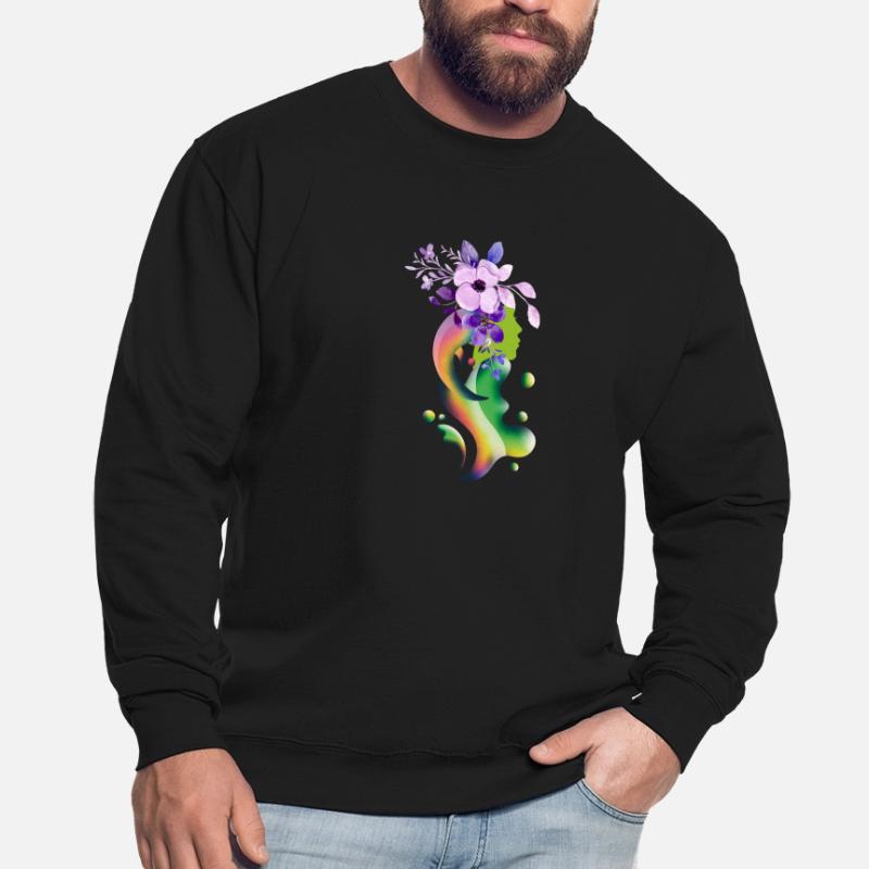 Ein Mädchen mit Blumen Schwebendes Mädchen Unisex Pullover
