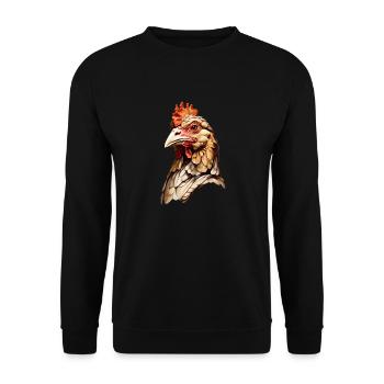 Tête de poulet réaliste - Graphique d’animal de la ferme - Sweat-shirt Unisexe - noir - Devant - Alina (178cm) & Michal (187cm)